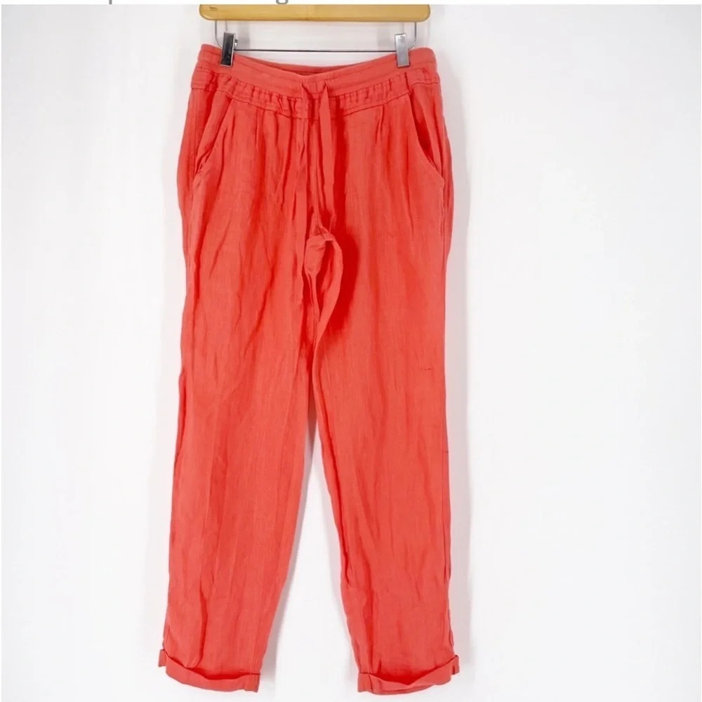 Victoria’s Secret Coral Linen Drawstring Pants Size 8 - Picture 4 of 4